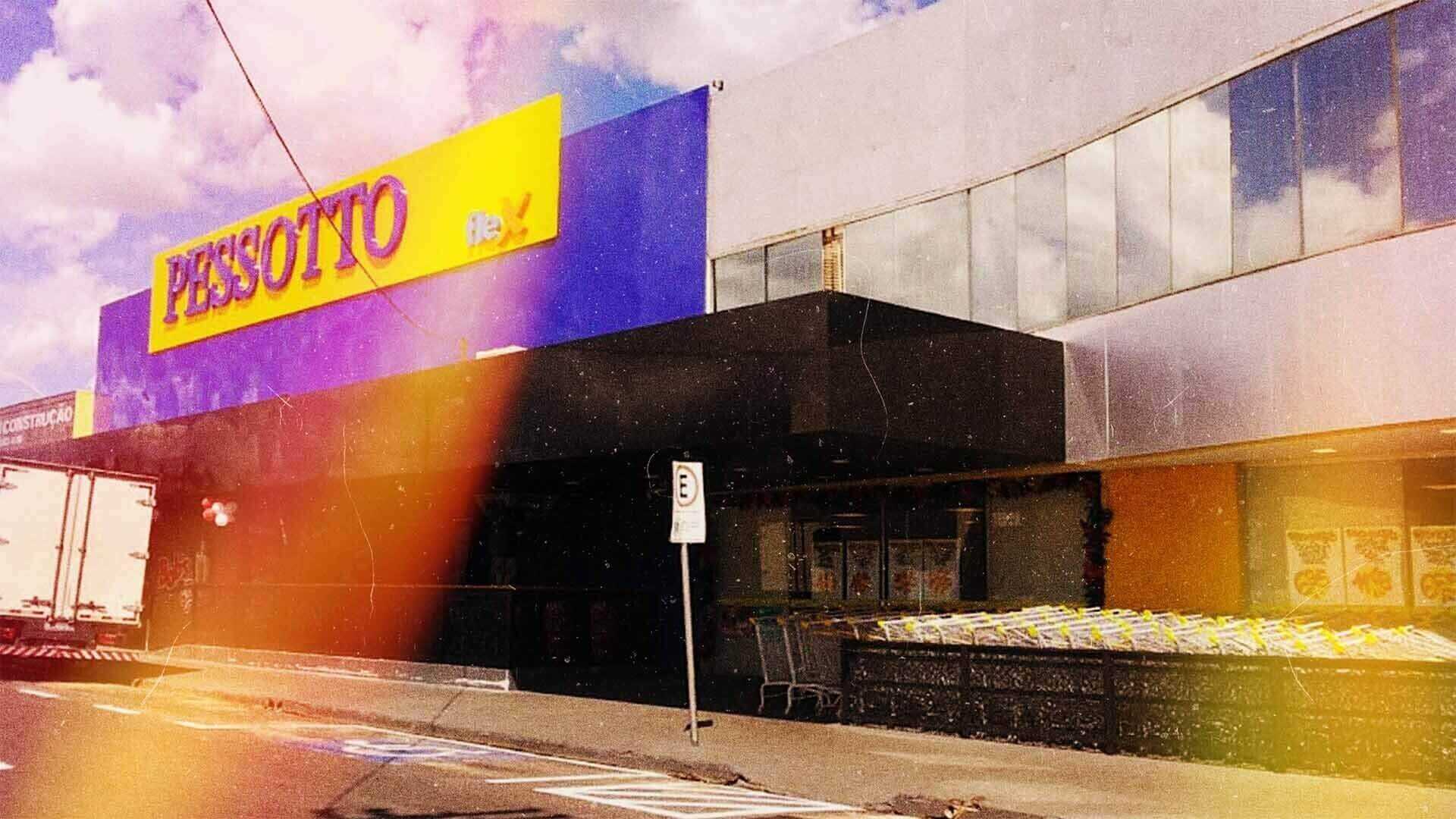 Foto da entrada frontal do supermercado Pessotto