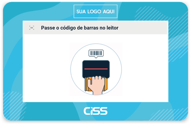 Aparelho de consulta preço CISSLiveScan na cor azul com desenhos mostrando como escanear o código de barras
