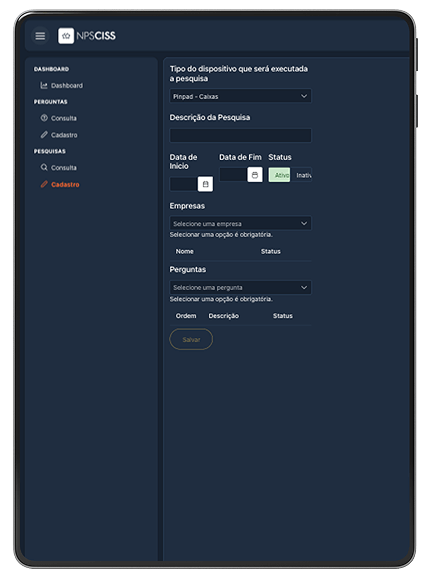Dashboard do NPSCISS