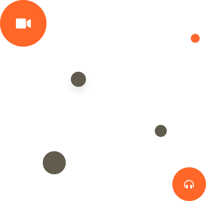 Pequenos circulos nas cores laranja e cinza